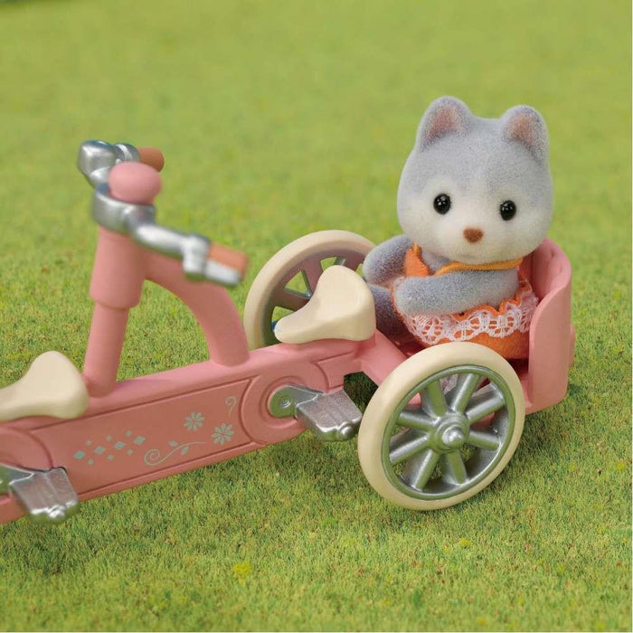 Sylvanian Families Irmãos Husky em Tandem Rosa