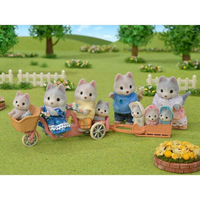 Sylvanian Families Irmãos Husky em Tandem Rosa