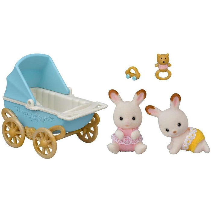 Sylvanian Families Chocolate Rabbit Twins Stroller