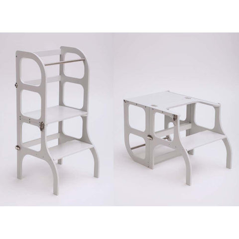 Ette Tete Learning Tower and Table 2in1 Gray/Silver Wood