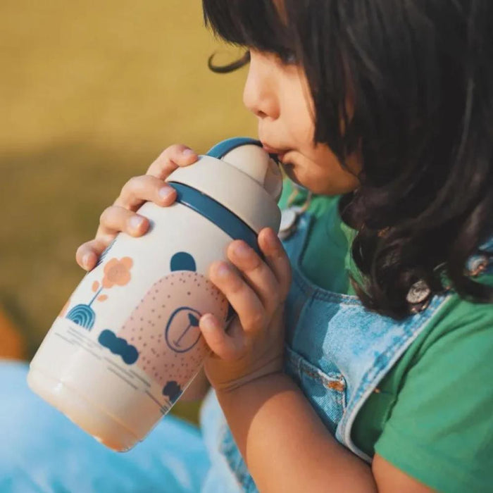 Thermal Bottle with Straw Beige Bear 266 ml
