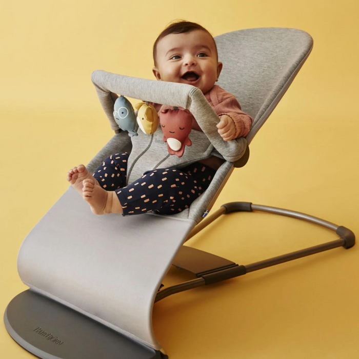 BabyBjörn Bliss 3D Jersey Light Grey Lounger + Soft Friends Toy