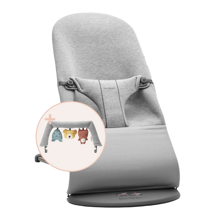 BabyBjörn Bliss 3D Jersey Light Grey Lounger + Soft Friends Toy