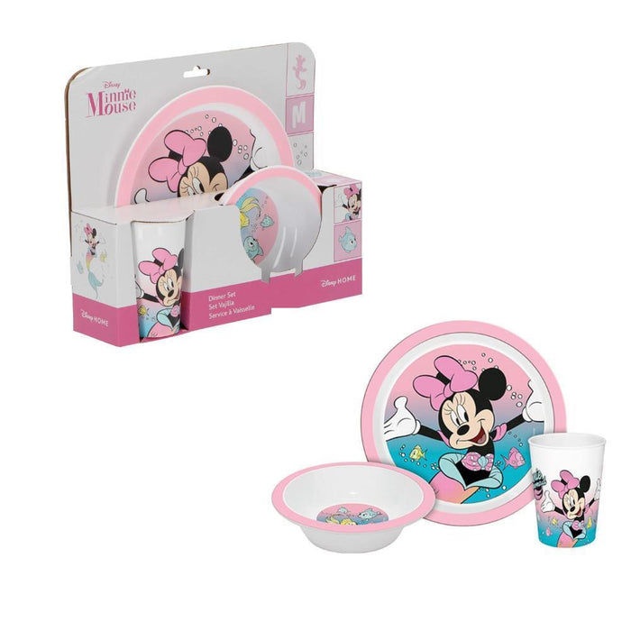 Minnie Conjunto de Alimentação com 3 Peças Rosa