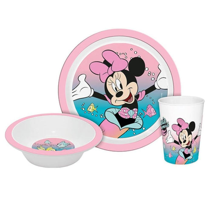 Minnie Conjunto de Alimentação com 3 Peças Rosa