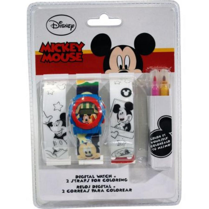 Relógio Digital Mickey + 2 Pulseiras para Pintar