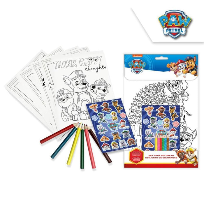 Conjunto para Colorir com Lápis e Stickers Patrulha Pata