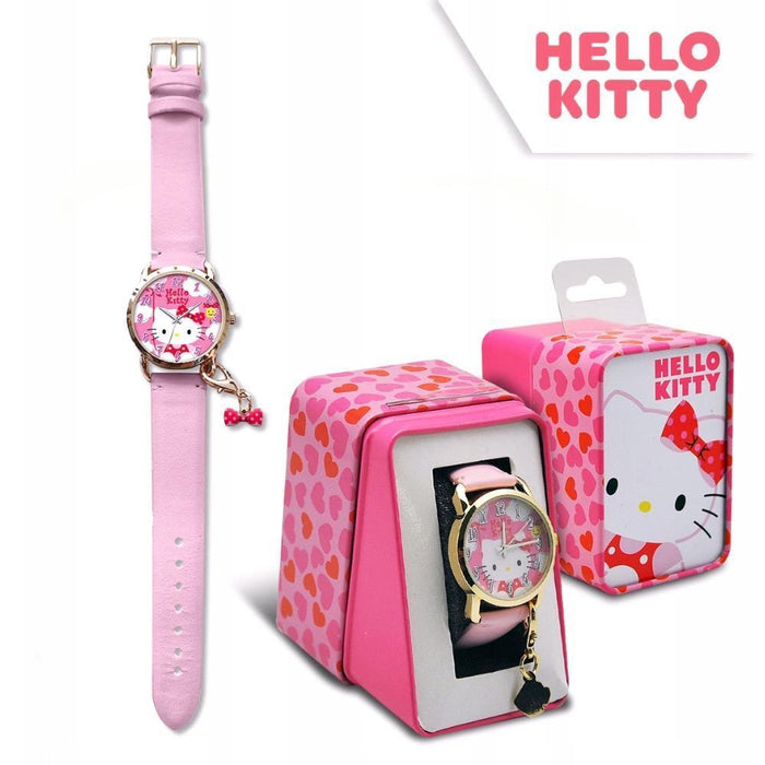 Relógio Analógico Hello Kitty Charm em Caixa Metal