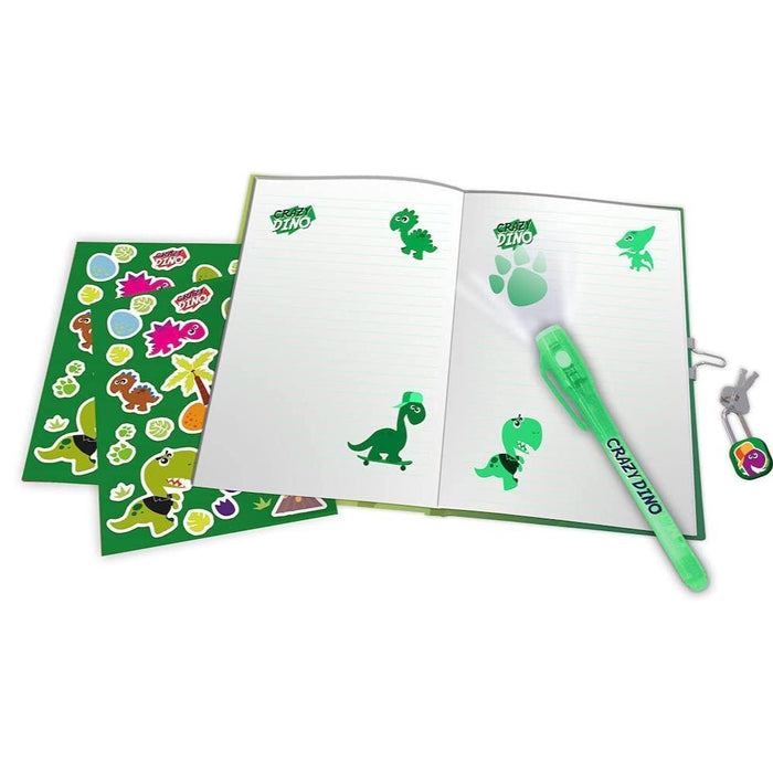 Diario con bolígrafo mágico con luz UV Crazy Dino