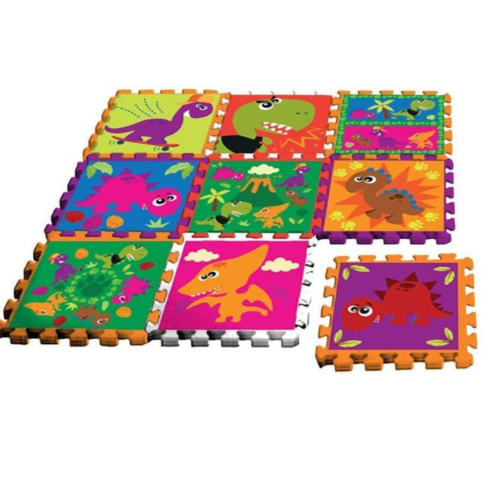 Crazy Dino Tapete Puzzle Eva de 9 Peças com Saco