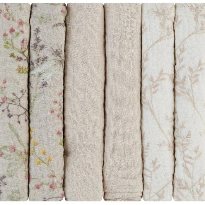 6 Musselinas Secret Garden Beige 30x30cm