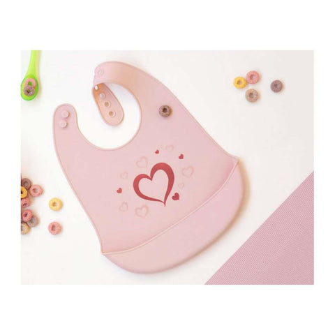 Pink Hearts Silicone Bib