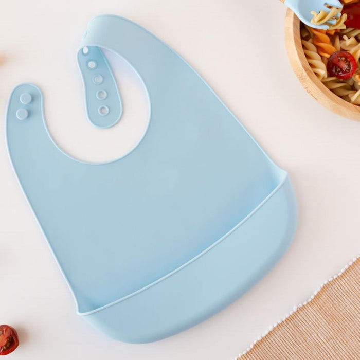 Babete em Silicone Azul Liso