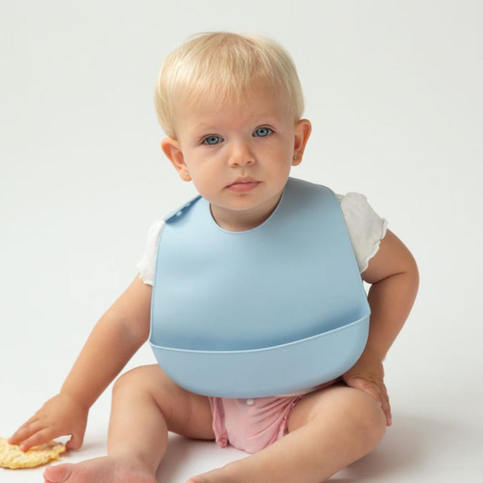 Babete em Silicone Azul Liso