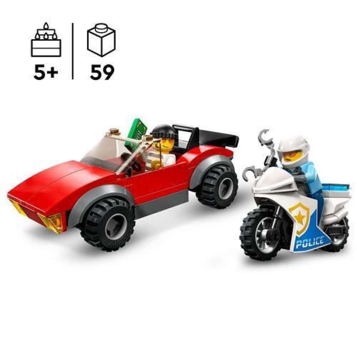 Lego City Persecución en coche de policía y moto 59 piezas