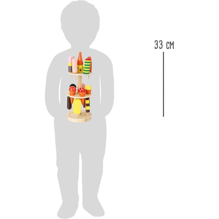 15 helados de madera sobre soporte giratorio