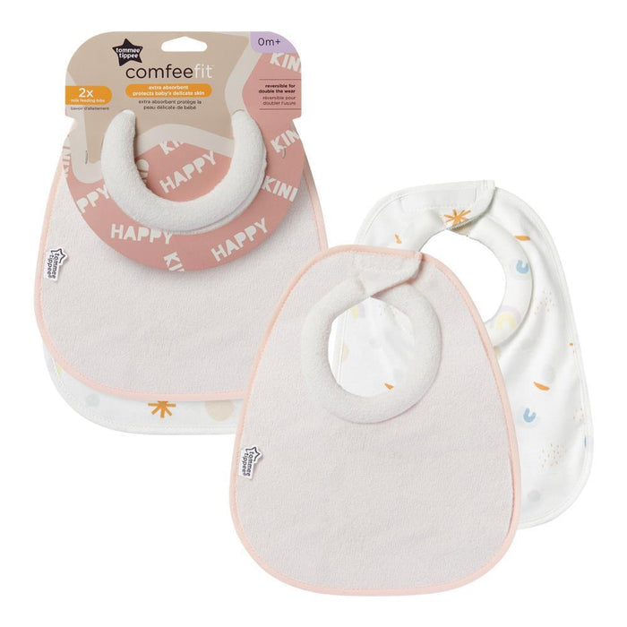 Tommee Tippee 2 Reversible ComfeeFit Bibs Pink