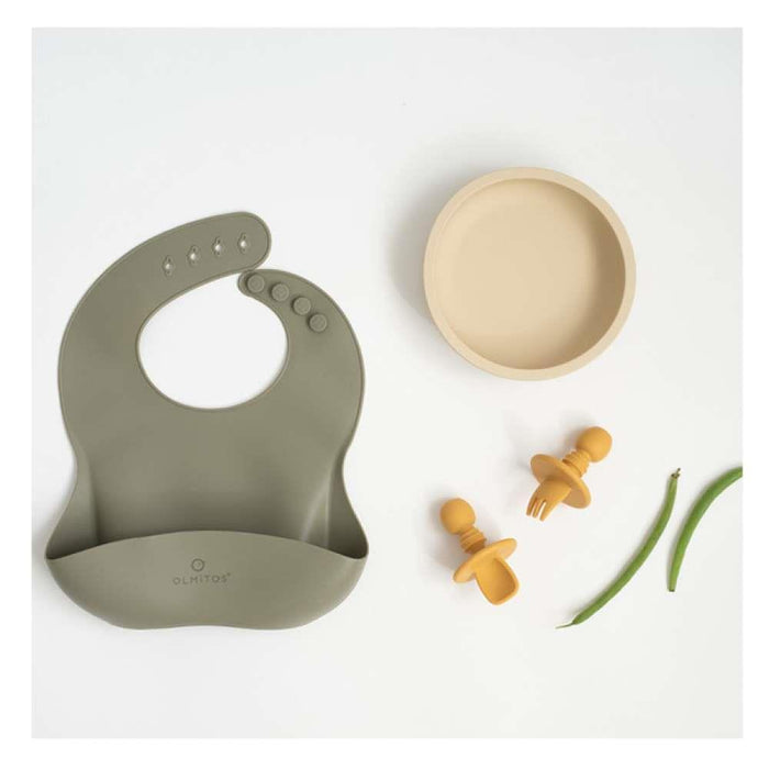 Conjunto de Alimentação em Silicone com 4 Peças Verde