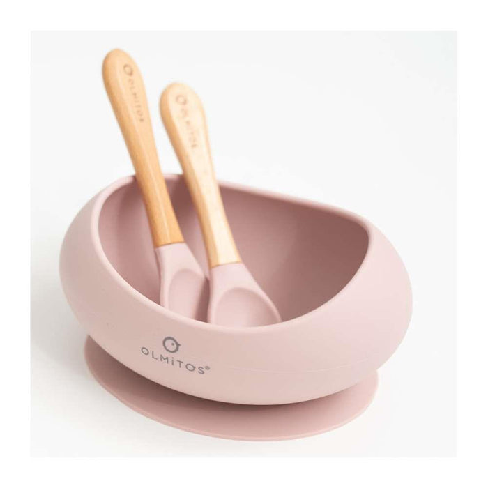 Conjunto de Alimentação em Silicone com 3 Peças Rosa