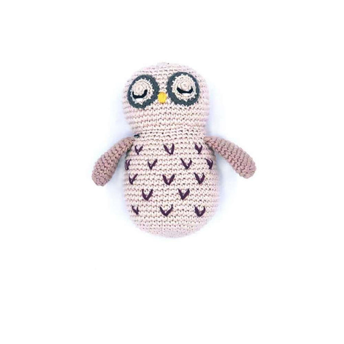 Peluche Roca em Crochet Coruja Dusty Pink