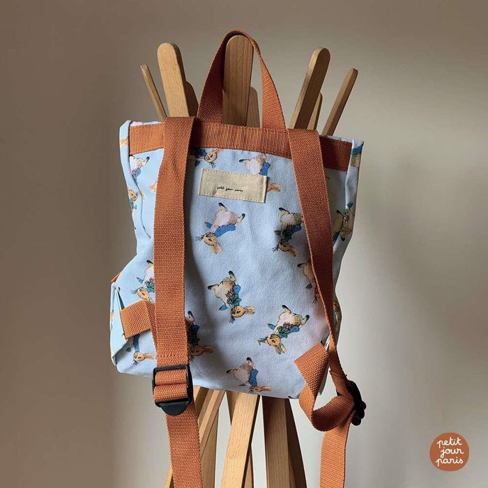 Mochila Roll Top Peter Rabbit Azul e Castanho 30x28cm