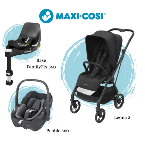 Pack Maxi-Cosi Leona² Essential Black + Pebble Essential Graphite + Base