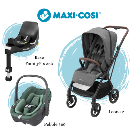 Maxi Cosi Pack Leona 2 Select Gris+Pebble Essential Verde+Base