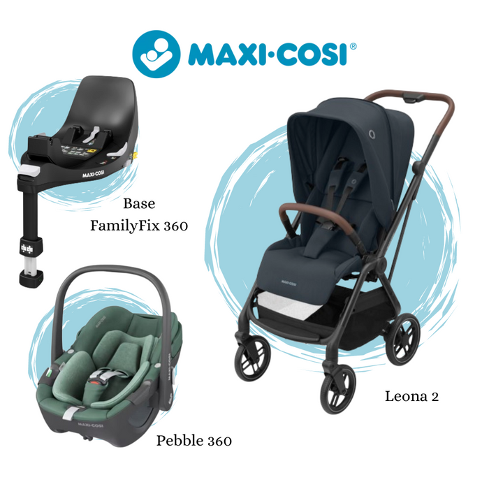 Pack Maxi-Cosi Leona² Essential Graphite + Pebble Essential Green + Base