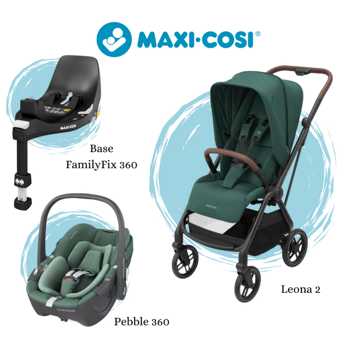 Pack Maxi-Cosi Leona² Essential Green + Pebble Essential Green + Base