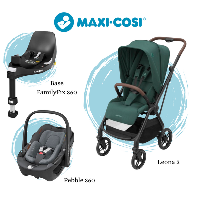 Pack Maxi-Cosi Leona² Essential Green + Pebble Luxe Twillic Grey + Base