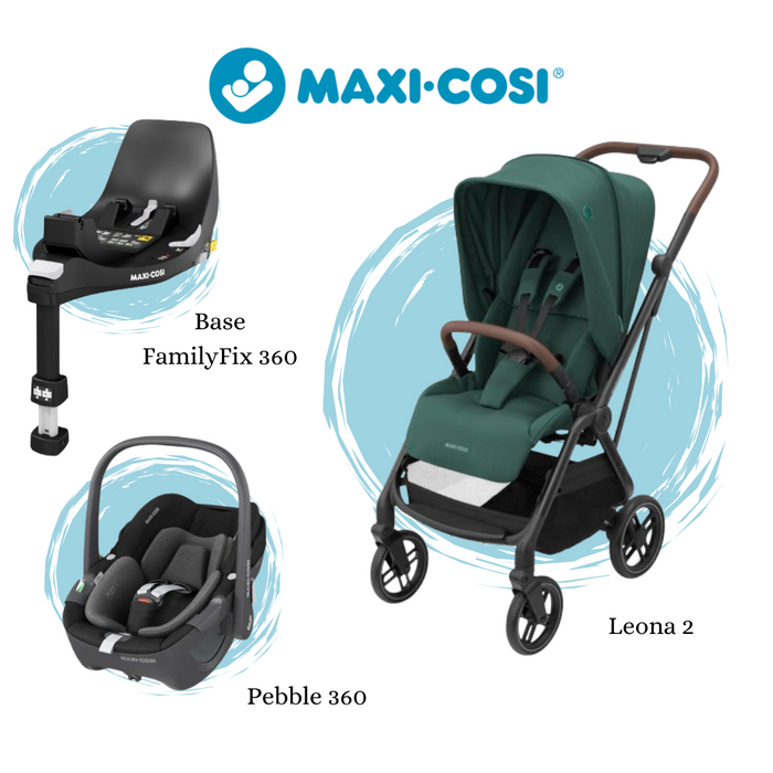 Pack Maxi-Cosi Leona² Essential Green + Pebble Essential Black + Base