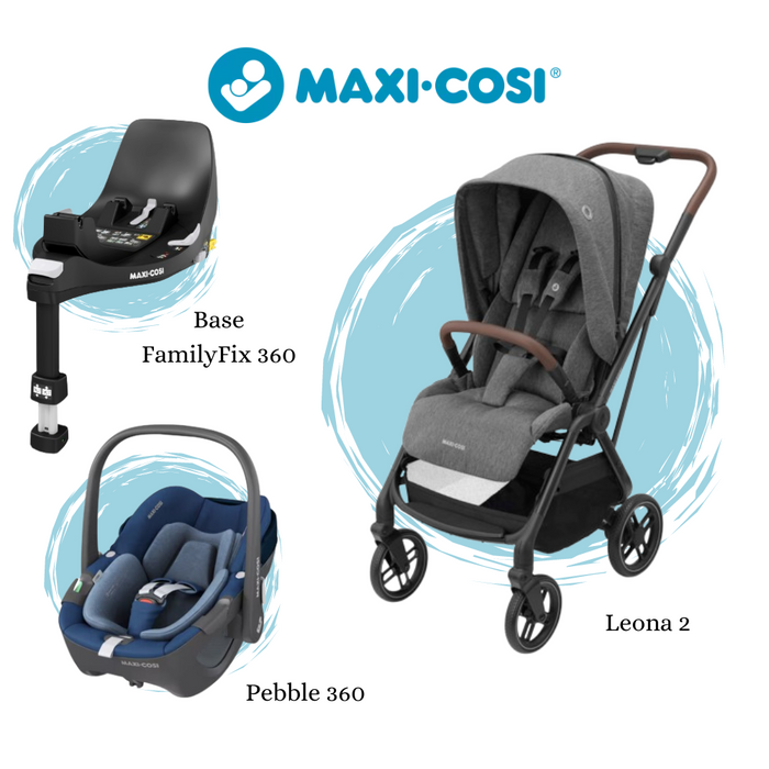 Pack Maxi-Cosi Leona² Select Grey + Pebble Essential Blue + Base