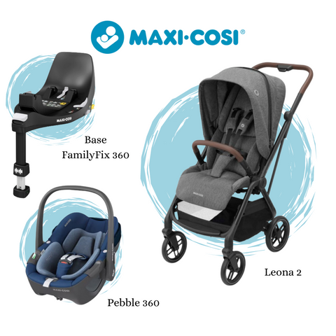 Maxi Cosi Pack Leona 2 Select Gris+Pebble Essential Azul+Base