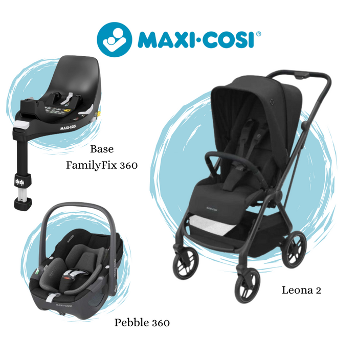 Pack Maxi-Cosi Leona² Essential Black + Pebble Essential Black + Base