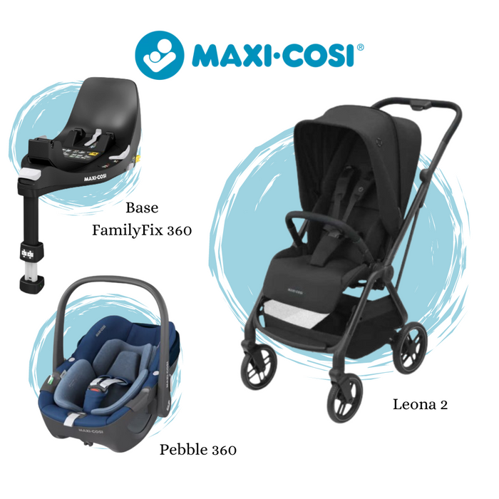 Pack Maxi-Cosi Leona² Essential Black + Pebble Essential Blue + Base