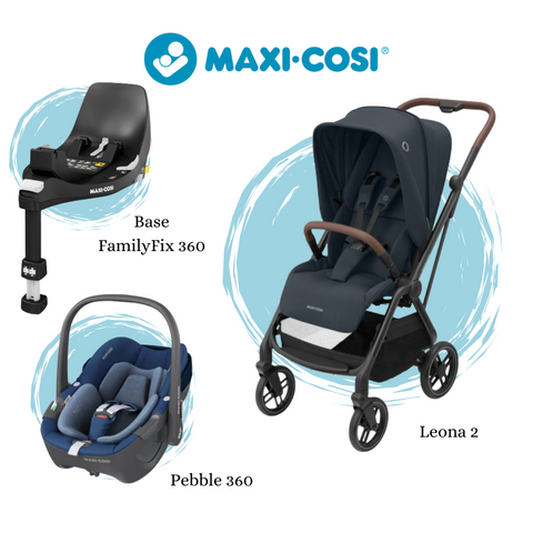 Pack Maxi-Cosi Leona² Essential Graphite + Pebble Essential Blue + Base