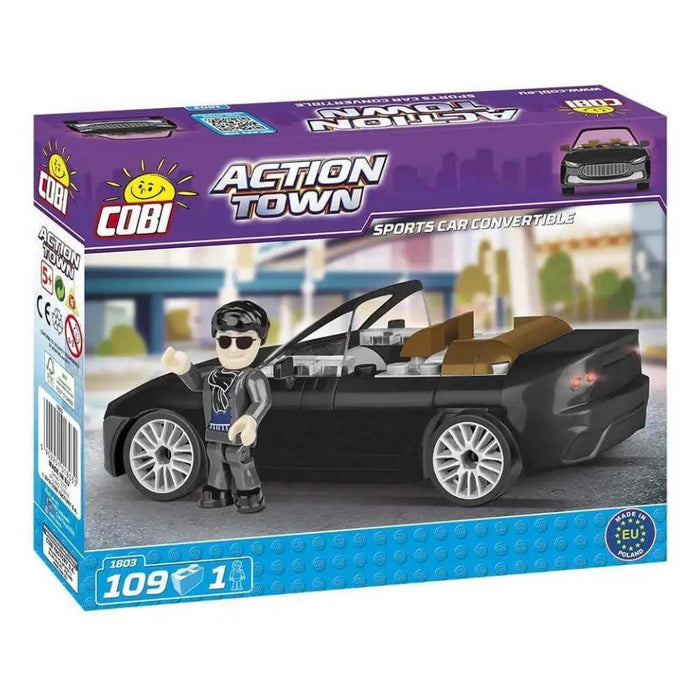 ActionTown Carro Speed Cabrio Preto com Figura 109Pçs