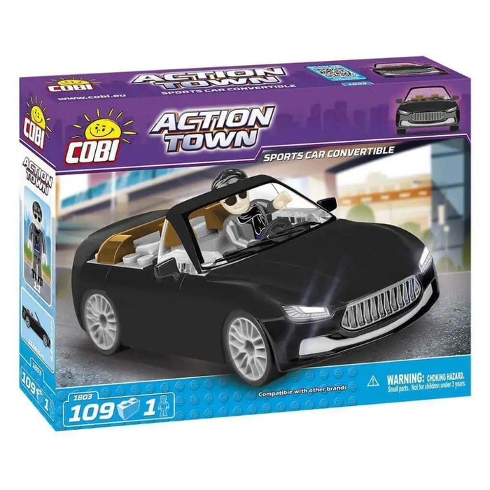 ActionTown Carro Speed Cabrio Preto com Figura 109Pçs