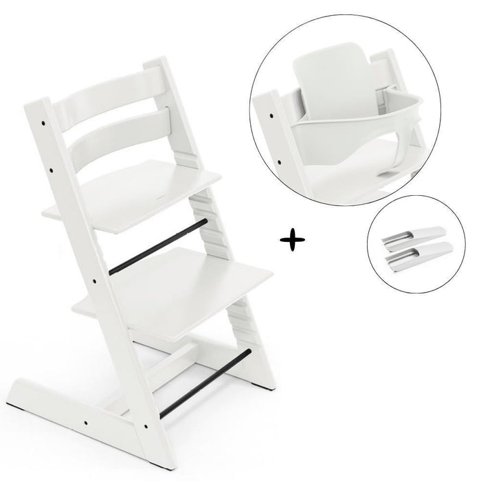 Pack Stokke Cadeira da Papa Tripp Trapp em Madeira White + OFERTA: Baby Set² White