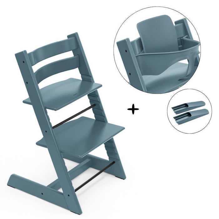 Tripp Trapp Highchair Pack in Fjord Blue Wood + Baby Set² Fjord Blue