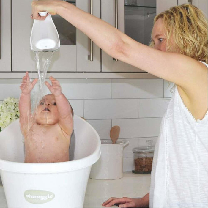 Shnuggle White and Gray Bath Pitcher