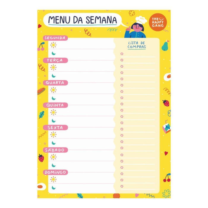 Bloco "Menu da Semana" Happy Colors