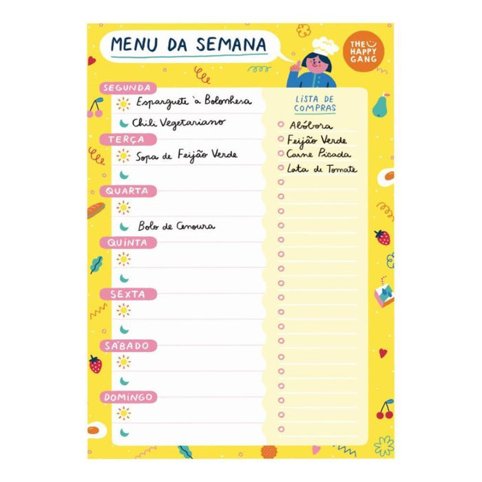 Bloco "Menu da Semana" Happy Colors