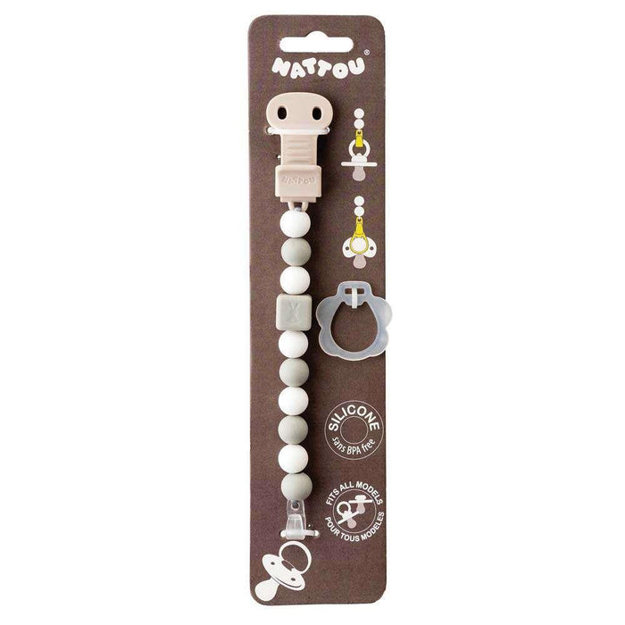 Nattou Gray White Silicone Pacifier Chain