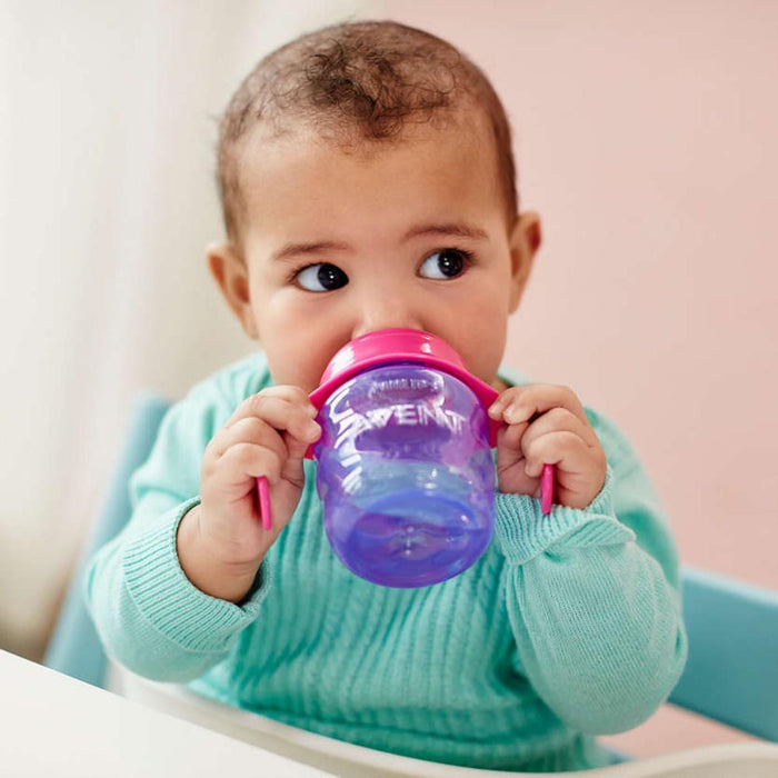 Vaso de aprendizaje con pico blando rosa Avent