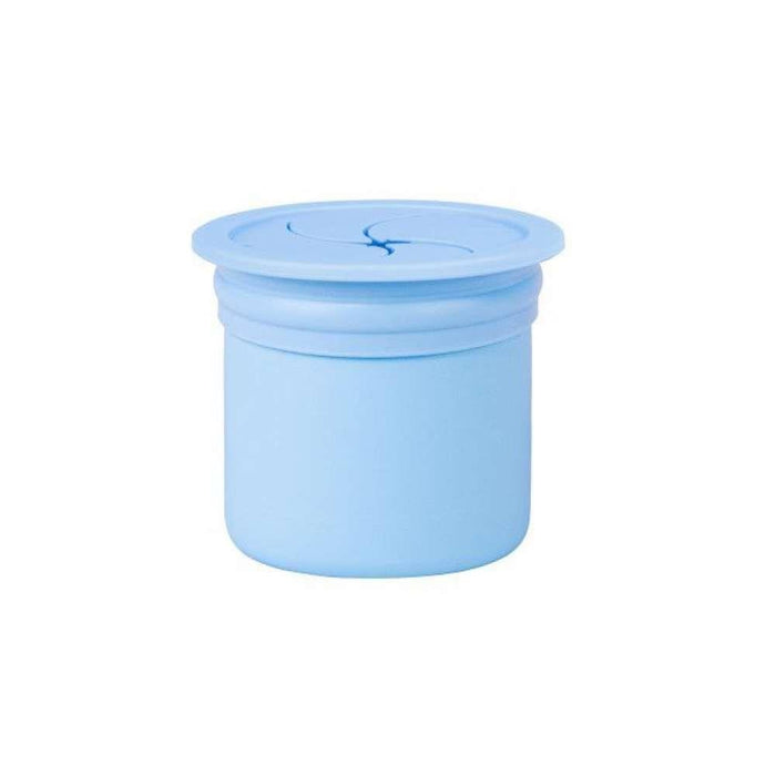 Taza para sorber/aperitivos Minikoioi con pajita de silicona azul