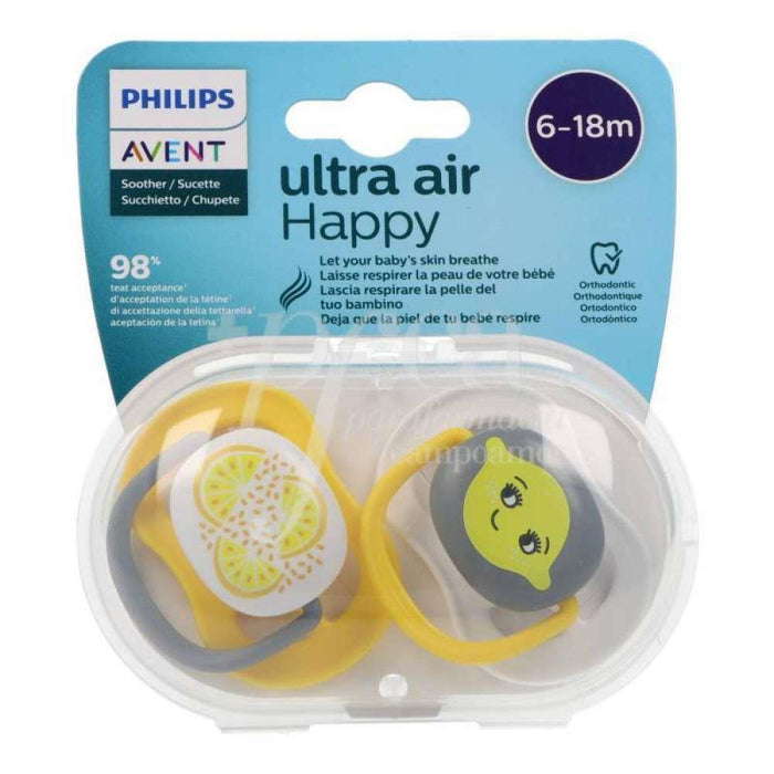 Avent 2 Pacifiers Ultra Air Happy Fruits 6-18m