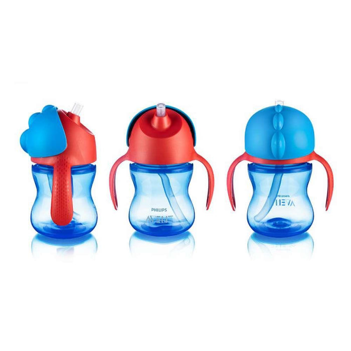 Avent Cup with Straw and Handles 9m+ Blue/Red