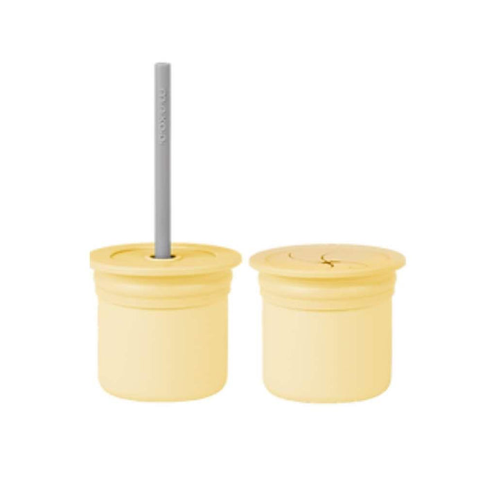 Minikoioi Sip/Snack Cup with Yellow Silicone Straw