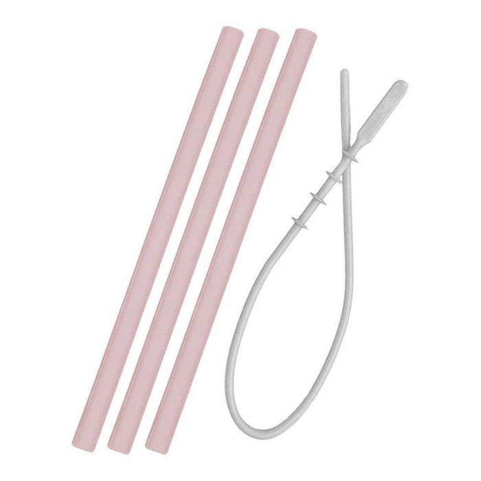 Minikoioi Pinky Pink Silicone Straw with Brush 3 Units